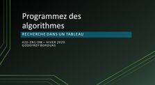 Algorithme - Recherche dans un tableau by Programmation Orientée Objet