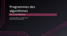 Algorithme - Tri de tableau by Programmation Orientée Objet